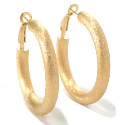 132-260 - Portofino Gold Embraced&trade; 1.5" Double Textured Hoop Earrings