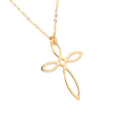 132-365 - Italian Designs with Stefano 14K Gold 18" Marquise Design Cross Necklace