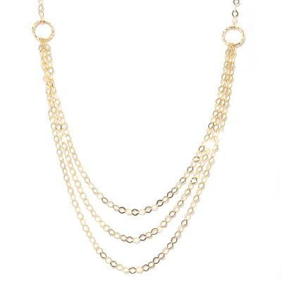 132-373 - Italian Designs with Stefano 14K Gold 18" "Cerchi Geo" Graduated Necklace
