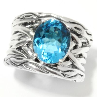 132-390 - Sterling Artistry by EFFY 5.54ctw Blue Topaz Vine Ring