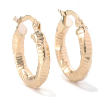 132-405 - Italian Designs with Stefano 14K Gold Textured Huggie Hoop Earrings