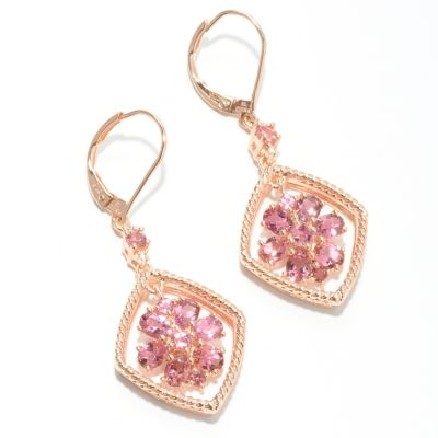 132-431 - NYC II 1.5" 2.32ctw Pink Tourmaline & White Zircon Flower Drop Earrings