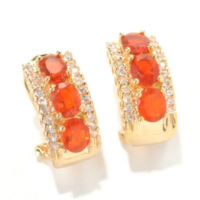 132-440 - NYC II 1.93ctw Fire Opal & White Zircon C-Hoop Earrings w/ Omega Backs