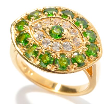 132-441 - NYC II 2.19ctw Chrome Diopside & White Zircon "Evil Eye" Ring