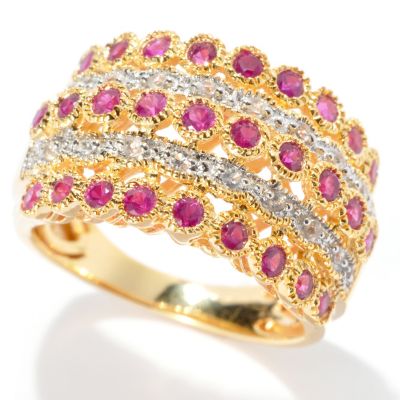 132-442 - NYC II 1.00ctw Gemstone & White Zircon Five-Row Wide Band Ring