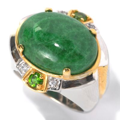 132-456 - Men's en Vogue II 20 x 15mm Maw Sit Sit, White Sapphire & Chrome Diopside Ring 