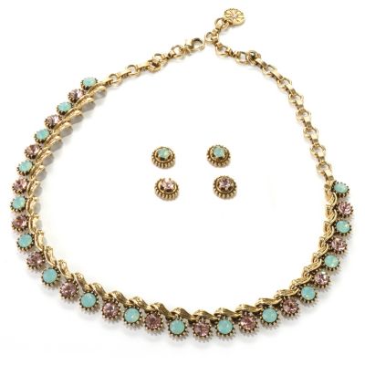 132-465 - Sweet Romance&trade; 16" Crystal Collar Necklace & Two Stud Earrings Set