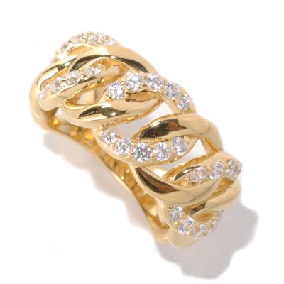 132-590 - Brilliante&reg; Simulated Diamond Polished Oval Link Band Ring