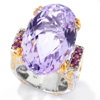 132-594 - Gems en Vogue II 22.24ctw Checkerboard Cut Pink Amethyst & Rhodolite Ring