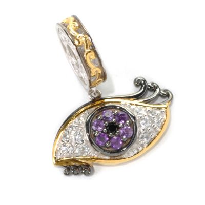 132-603 - Gems en Vogue II Amethyst, White Zircon & Black Spinel Eye Charm