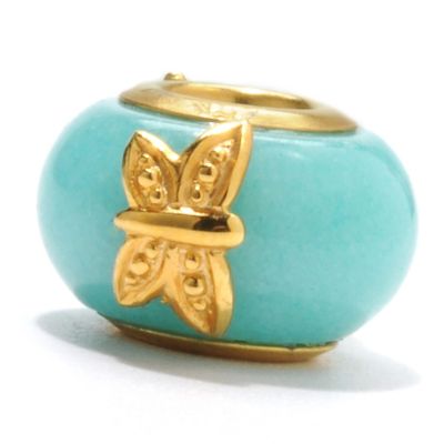 132-606 - Gems en Vogue II Amazonite Frog & Butterfly Slide-on Charm 