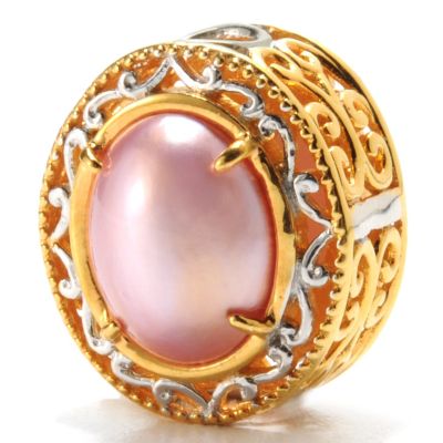 132-614 - Gems en Vogue II 10 x 8mm Pink Mabe Cultured Pearl Double-Sided Slide-on Charm