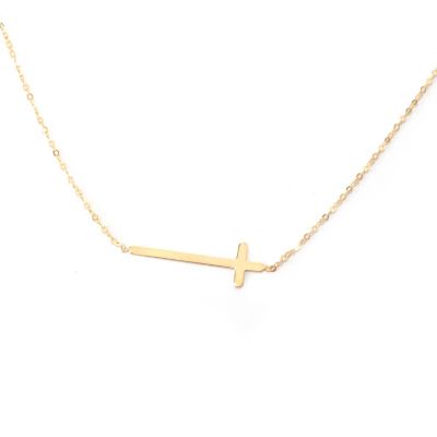 132-634 - Italian Designs with Stefano 14K Gold 18" Sideways Cross Necklace