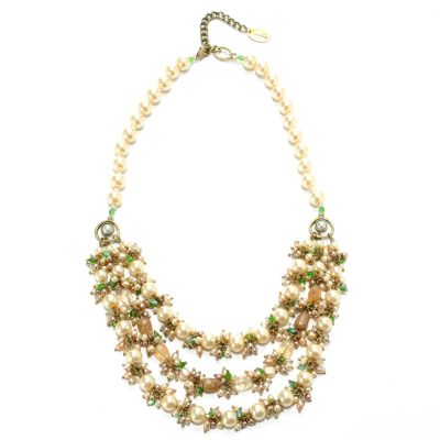 132-654 - Sara Nicole 26" Simulated Pearl, Rutilated Quartz, Crystal & Glass Bead Necklace w/ Extender