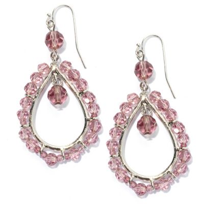 132-664 - Sara Nicole 2.25" Crystal Open Teardrop Bead Earrings