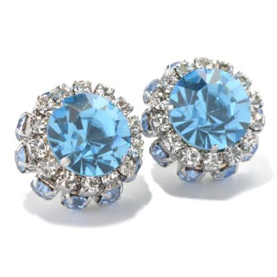 132-665 - Sara Nicole 10.5mm Crystal Double Halo Button Earrings