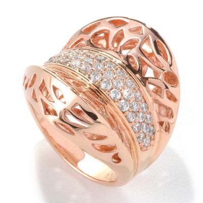 132-689 - Bergio Rose Gold Embraced&trade; Simulated Diamond Shield Ring