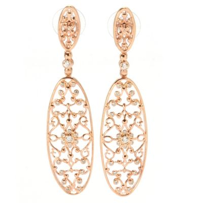 132-697 - Bergio Byzantine Collection Rose Gold Embraced&trade; Simulated Diamond 2.75" Earrings