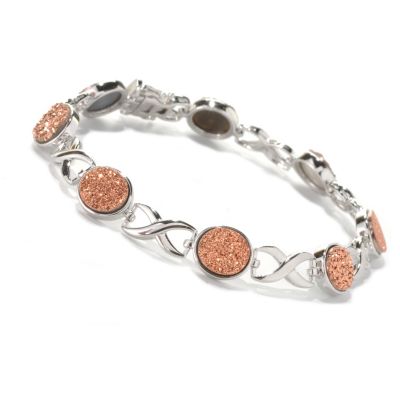 132-723 - Gem Insider Sterling Silver 7.5" Drusy X & O Link Bracelet