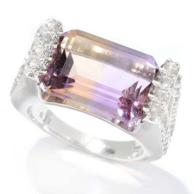 132-726 - Gem Insider Sterling Silver 7.04ctw Ametrine & White Topaz Split Shank Ring