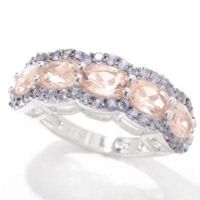 132-727 - Gem Insider Sterling Silver 2.81ctw Morganite & Tanzanite East-West Ring