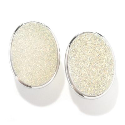 132-737 - Gem Insider Sterling Silver 18 x 13mm White Drusy Earrings w/ Omega Backs