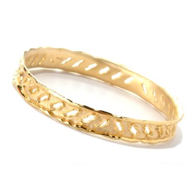 132-755 - Toscana Italiana Gold Embraced&trade; 8" Textured Rip Cut-out Bangle Bracelet