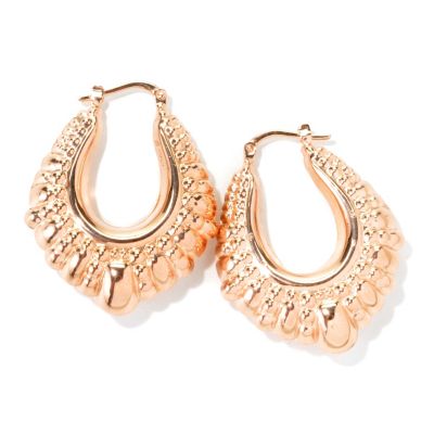 132-763 - Toscana Italiana Gold Embraced&trade; 1.25" High Polished Etruscan Oval Hoop Earrings