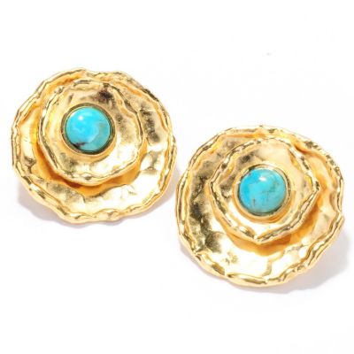 132-765 - Toscana Italiana Gold Embraced&trade; Turquoise Hammered Earrings