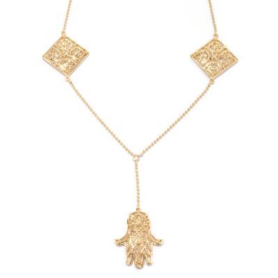 132-783 - Jaipur Bazaar Gold Embraced&trade; 17" Y-Drop Hamsa Necklace w/ 2" Extender 