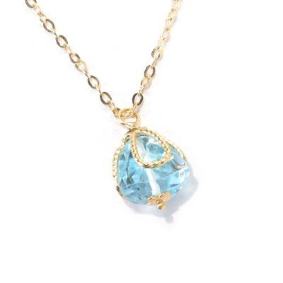 132-843 - Viale18K&reg; Italian Gold 18" 10mm Trillion Cut Gemstone Drop Necklace