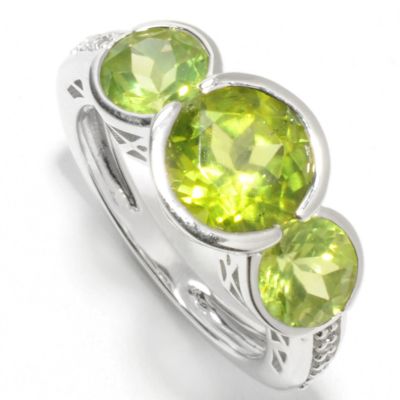 132-863 - Gem Insider Sterling Silver 3.98ctw Peridot & White Topaz Cut-out Ring