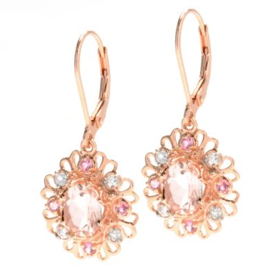 132-883 - NYC II 1.25" 2.58ctw Morganite, Pink Tourmaline & White Zircon Drop Flower Earrings