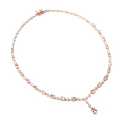 132-884 - NYC II 18" Morganite & White Zircon Y-Drop Necklace