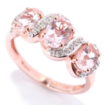 132-886 - NYC II 2.36ctw Morganite & White Zircon Ribbon Band Ring