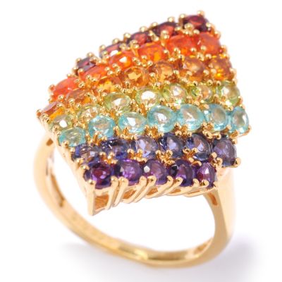 132-889 - NYC II 2.27ctw Exotic Multi Gemstone Diamond Shaped Ring