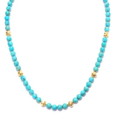 132-906 - Toscana Italiana Gold Embraced&trade; 18" Gemstone & Hammered Bead Station Necklace