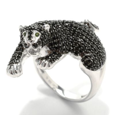 132-930 - Gem Treasures Sterling Silver 1.82ctw Spinel & Chrome Diopside Panther Ring