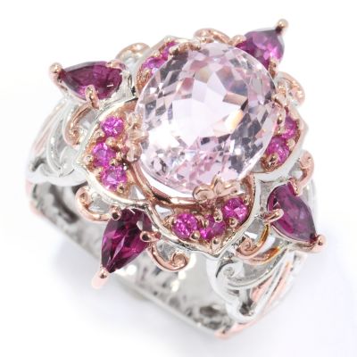 132-972 - Gems en Vogue II 5.37ctw Kunzite, Rhodolite Garnet & Pink Sapphire Ring