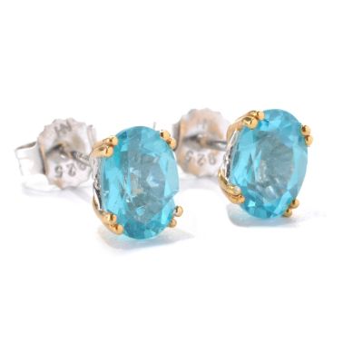 132-985 - Gems en Vogue II 2.28ctw Oval Blue Apatite Stud Earrings
