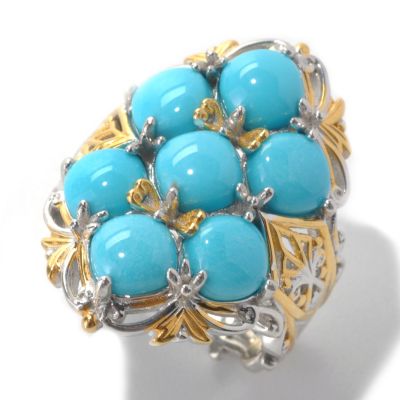 132-997 - Gems en Vogue II 6mm Cushion Shaped Sleeping Beauty Turquoise Seven-Stone Ring