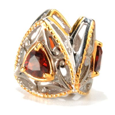 133-000 - Gems en Vogue II Two-tone Trillion Cut Garnet Slide-on Charm