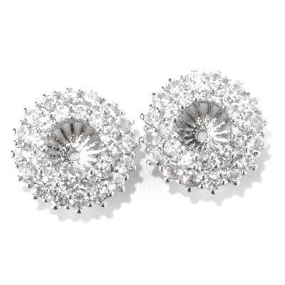 133-019 - Gem Treasures Sterling Silver 2.75ctw White Zircon Double Row Earring Jackets
