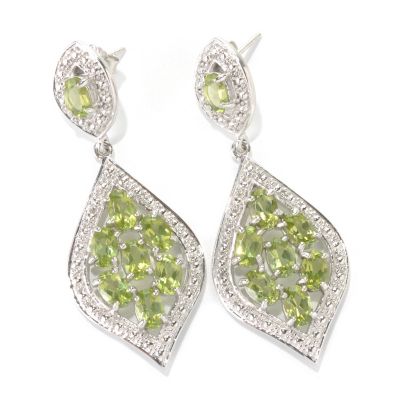 133-046 - Gem Insider Sterling Silver 2" 7.68ctw Peridot Double Marquise Drop Earrings