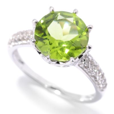 133-098 - Gem Insider Sterling Silver 4.55ctw Round Peridot & White Topaz Ring