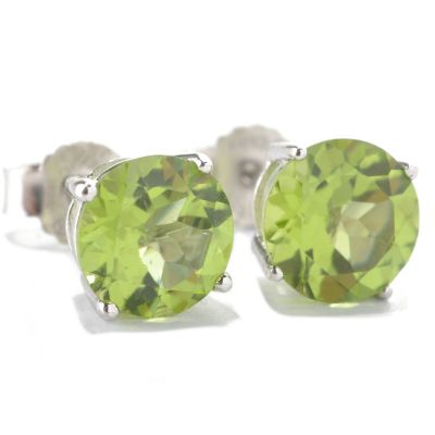 133-099 - Gem Insider Sterling Silver 3.60ctw Round Peridot Stud Earrings