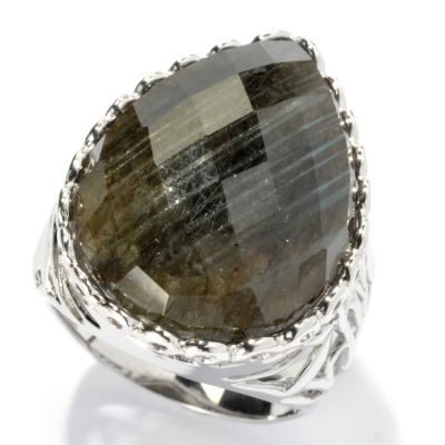 133-145 - Gem Insider Sterling Silver 24 x 17mm Labradorite Teardrop Ring
