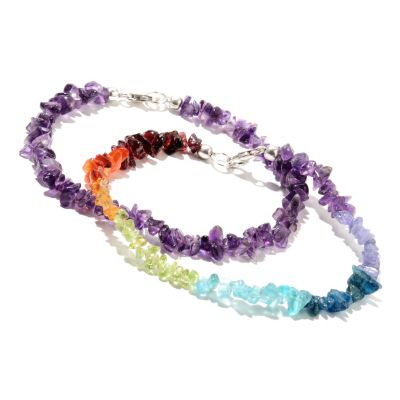 133-148 - NYC II Set of Two Exotic Rainbow & Gemstone Chip Bead Anklets