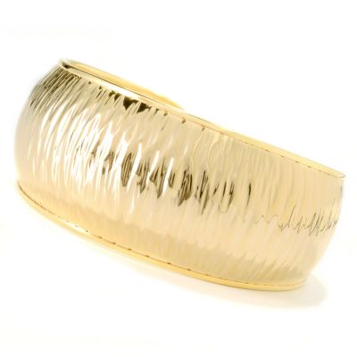 133-211 - Portofino Gold Embraced&trade; 8" Textured Wide Cuff Bracelet