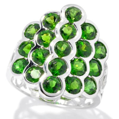 133-288 - Gem Insider Sterling Silver 3.52ctw Round Chrome Diopside Multi Level Ring
